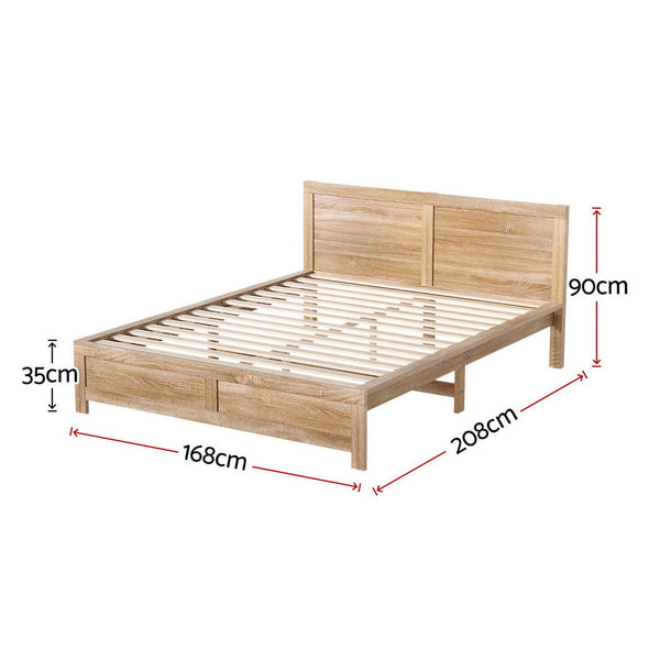 Artiss Bed Frame Queen Size Wooden Acacia Oatmeal Queen Bed Frames