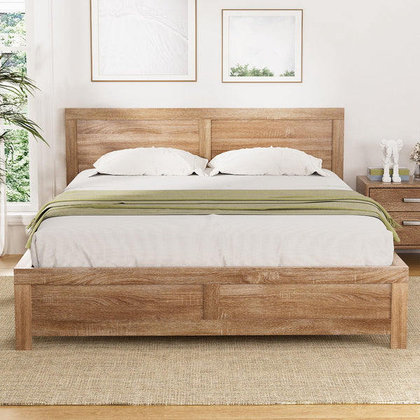 Artiss Bed Frame Queen Size Wooden Acacia Oatmeal Queen Bed Frames