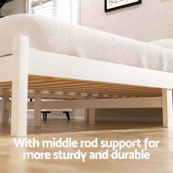 Artiss Bed Frame Double Size Wooden Platform With 2 Storage Drawers White Sofie Double Bed Frames