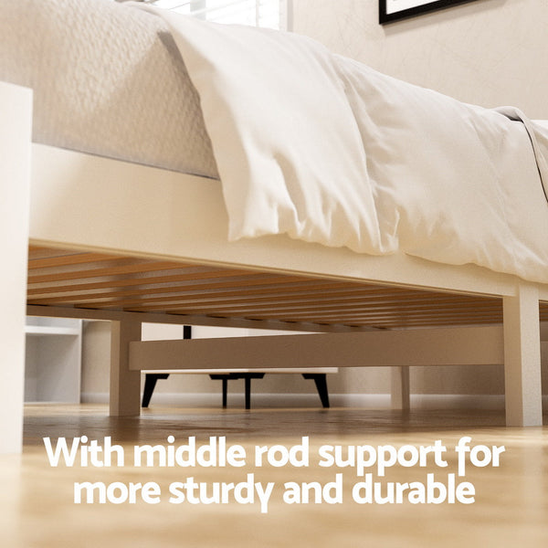 Artiss Bed Frame King Single Size Wooden Platform With 2 Storage Drawers White King Single Bed Frames