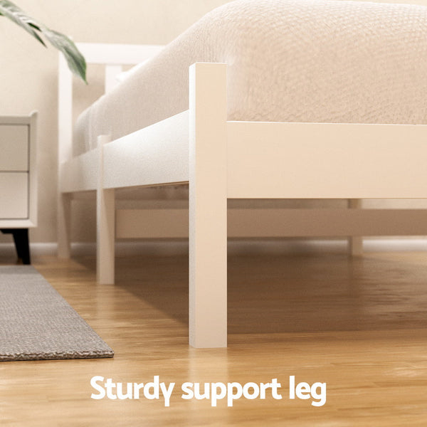 Artiss Bed Frame King Single Size Wooden Platform With 2 Storage Drawers White King Single Bed Frames