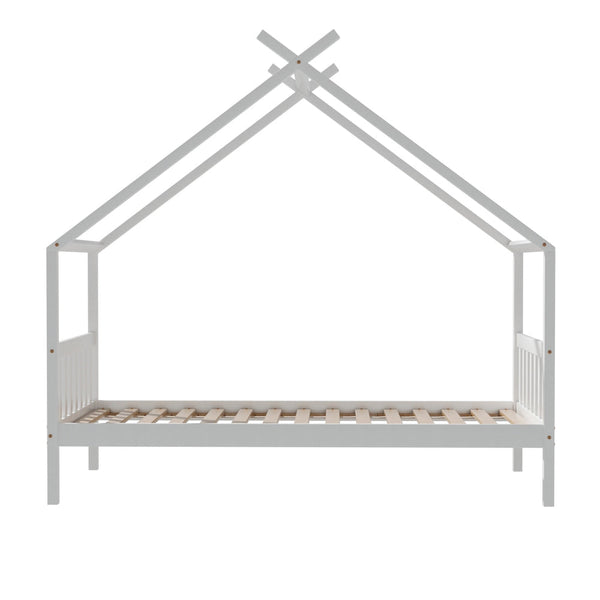 Artiss Bed Frame Wooden Base Kids Single Timber House With 2 Storage Drawers Beds White Single Bed Frames