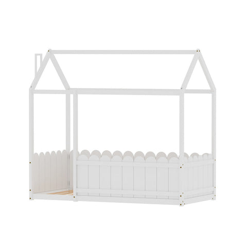 Artiss Bed Frame Wooden Kids House Single White Kori Single Bed Frames