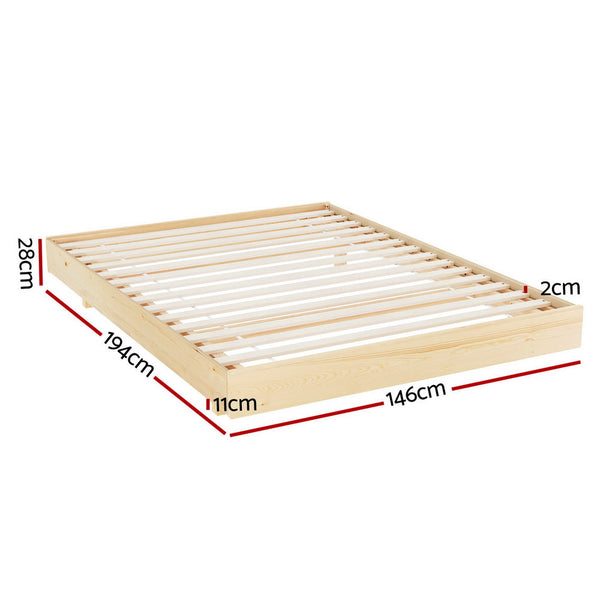 Artiss Bed Frame Double Size Floating Wooden Mattress Base Platform Timber Odin Double Bed Frames