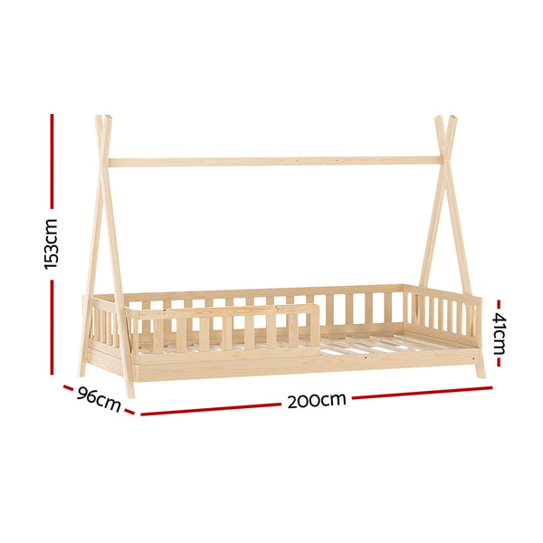 Artiss Bed Frame Wooden Kids House Frames Oak Puah Single Bed Frames