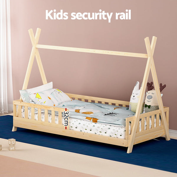 Artiss Bed Frame Wooden Kids House Frames Oak Puah Single Bed Frames