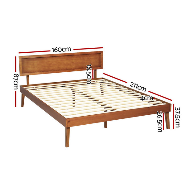 Artiss Bed Frame Queen Size Wooden Bed Base Walnut Splay Queen Bed Frames