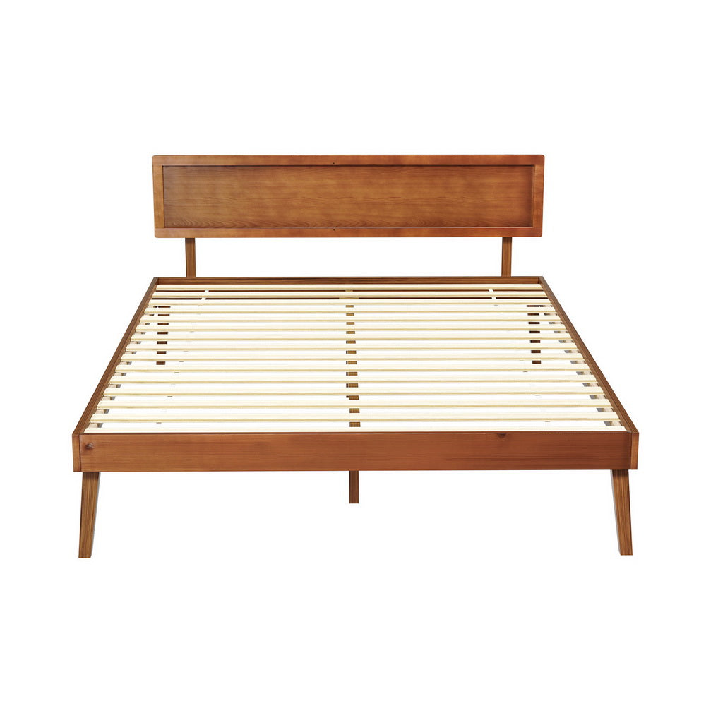 Artiss Bed Frame Queen Size Wooden Bed Base Walnut Splay Queen Bed Frames