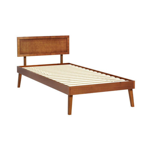 Artiss Bed Frame Single Size Base Walnut Splay Single Bed Frames