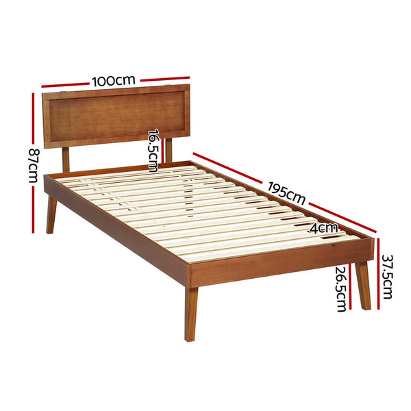 Single Bed Frames Artiss Bed Frame Single Size Wooden Base Walnut Splay