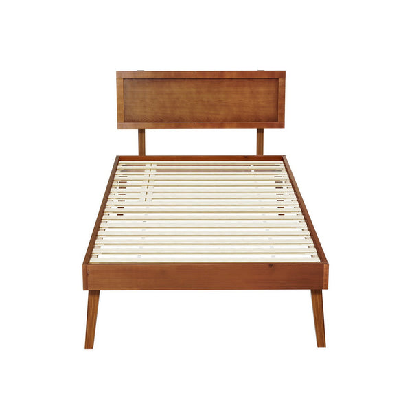 Single Bed Frames Artiss Bed Frame Single Size Wooden Base Walnut Splay