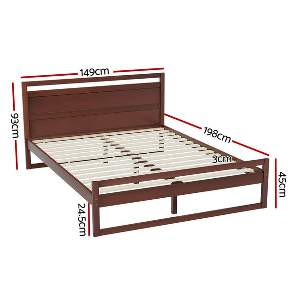 Double Bed Frames Artiss Bed Frame Double Size Wooden Walnut Witton