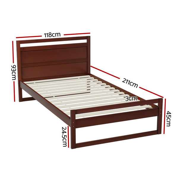 King Single Bed Frames Artiss Bed Frame King Single Size Wooden Walnut Witton