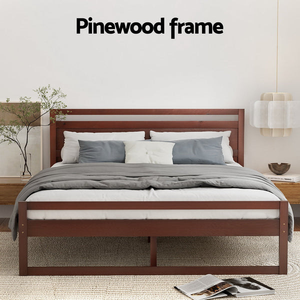 Queen Bed Frames Artiss Bed Frame Queen Size Wooden Walnut Witton