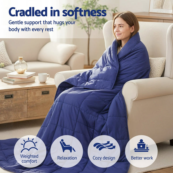 Giselle Bedding Weighted Blanket 11Kg Kids Adults Heavy Gravity Relax Calm Blue Weighted Blankets
