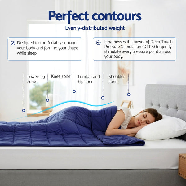 Giselle Bedding Weighted Blanket 9Kg Kids Adults Heavy Gravity Relax Calm Blue Weighted Blankets