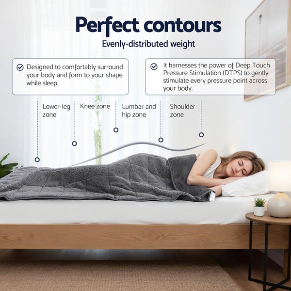 Giselle 9Kg Weighted Blanket Adults Kid Anti Anxiety Gravity Blankets Sherpa Fleece Weighted Blankets