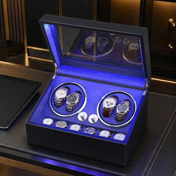 Embellir Watch Winder Automatic Double Box Led Black 34X24x18cm Watch Winders