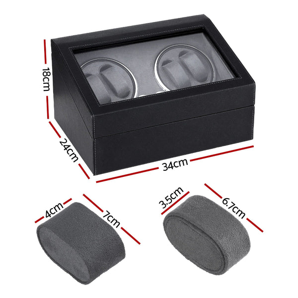 Embellir Watch Winder Automatic Double Box Led Black 34X24x18cm Watch Winders