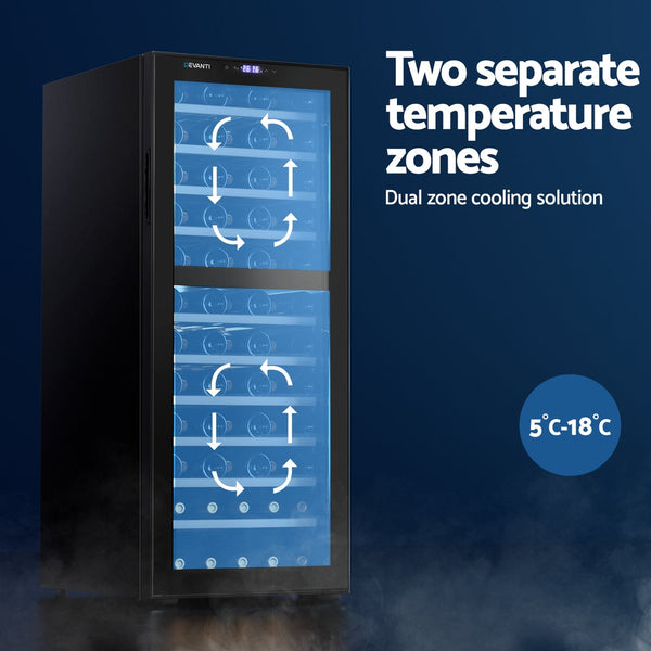 Devanti Wine Cooler Fridge Compressor Dual Zone 80 Bottles Wine Fridges