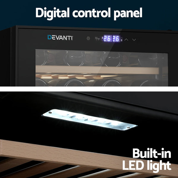 Devanti Wine Cooler Fridge Compressor Dual Zone 80 Bottles Wine Fridges