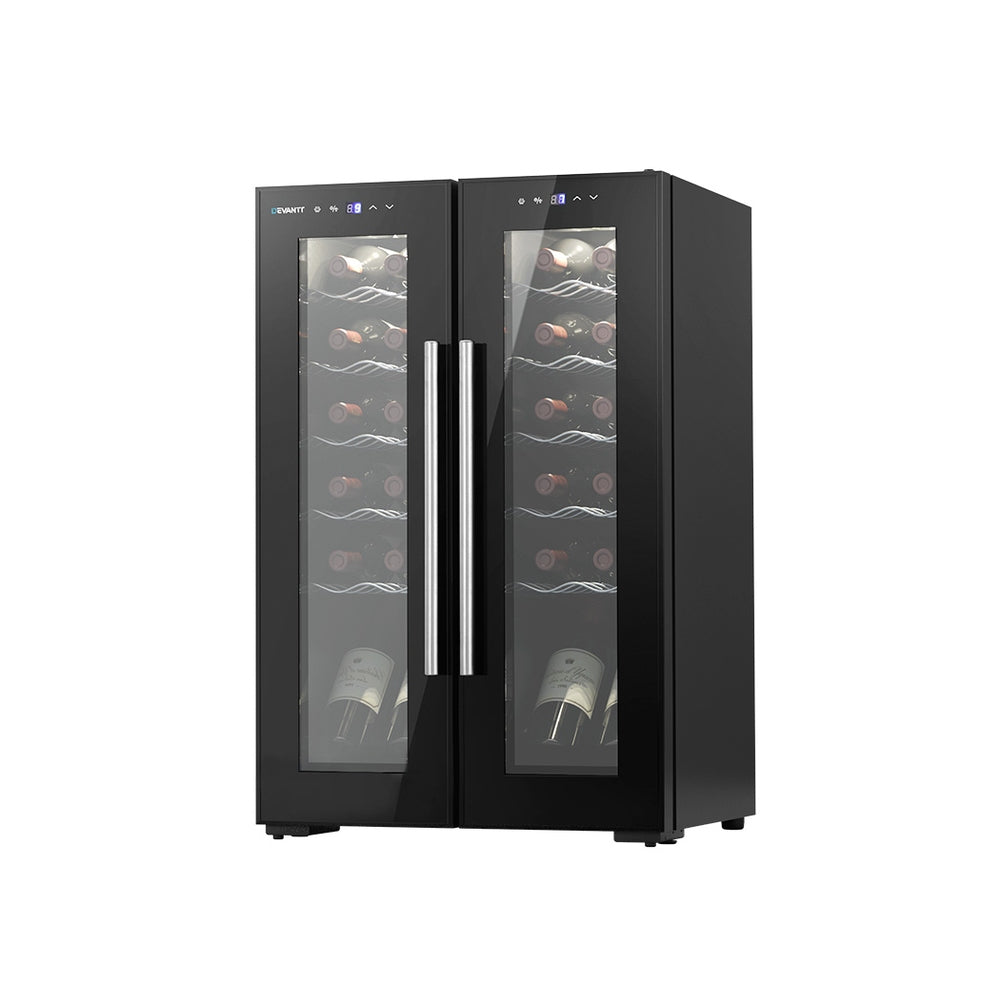 Devanti Wine Cooler Fridge Dual Zone 24 Bottles Wine Fridges