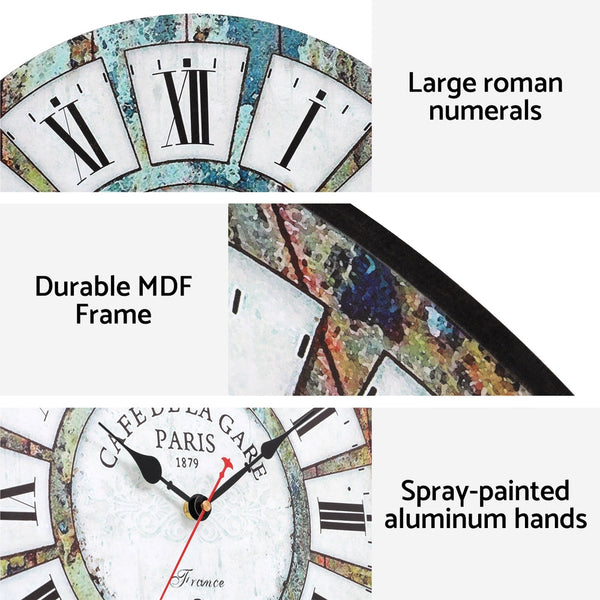 Artiss 40Cm Wall Clock Rustic Design Wall Clocks