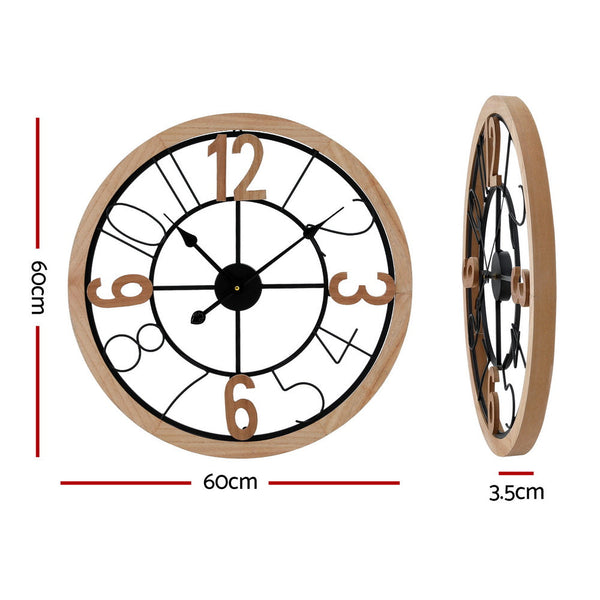 Artiss 60Cm Wall Clock Wooden Wall Clocks