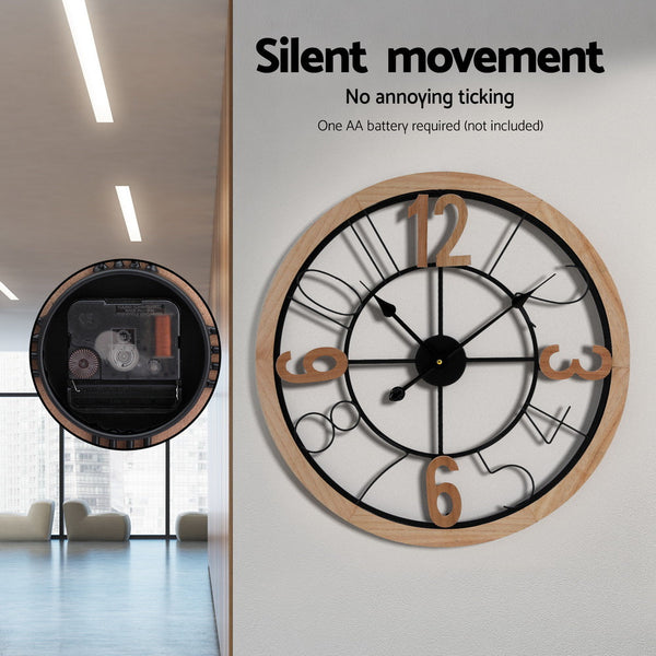 Artiss 60Cm Wall Clock Wooden Wall Clocks