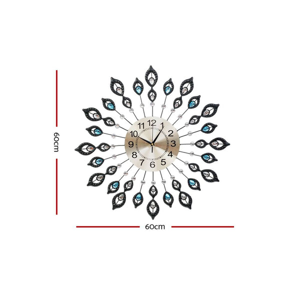 Artiss 60Cm Wall Clock Large 3D Pea Crystal Silver Wall Clocks