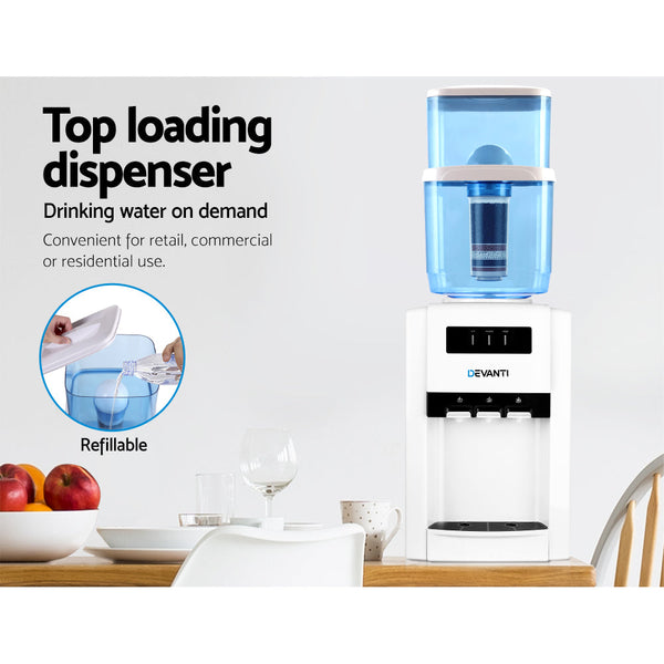 Devanti Water Cooler Dispenser Bench Top 22L W/2 Filter Water Dispensers