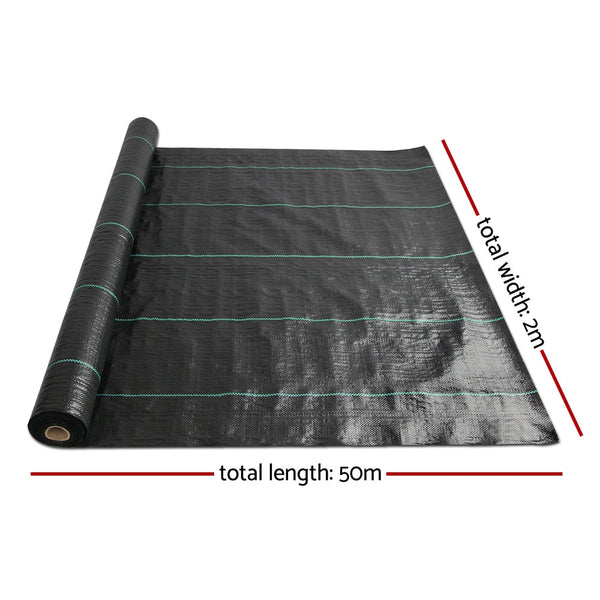 2X50m Weed Mat 110Gsm Control Plant Weed Control Fabric
