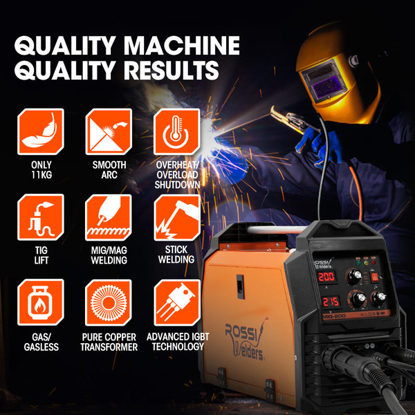 Rossi 200A Mig/Mag/Mma/Arc/Tig Multi Purpose Welder Flux/Solid Wire/Co2 Or Argon Gas Other Welding Equipment