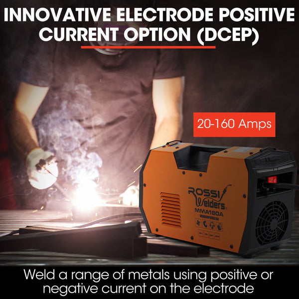 Rossi 160 Amp Inverter Stick Welder Mma Arc Dc Multi Metal Gasless Welding Machine For Stainless Steel Aluminium And More 15A Plug Inverter Welders