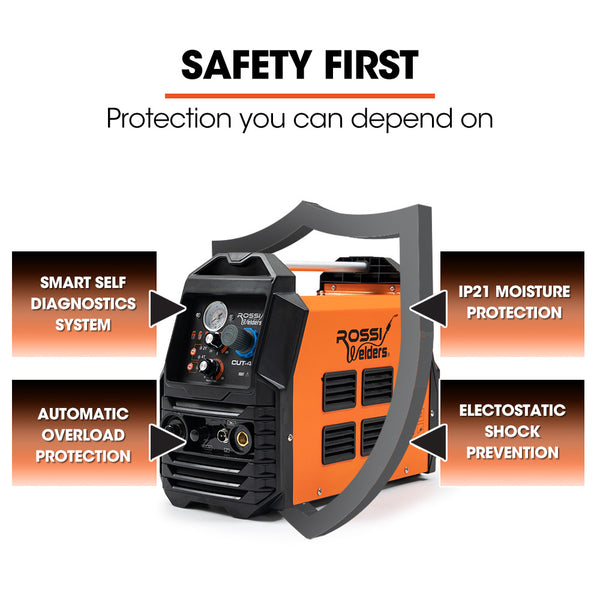 Rossi 45A Plasma Cutter Non Touch Pilot Arc For Easy Cuts Of Painted Or Rusty Metals Dc Inverter Cutting Machine Compressed Air Plasma Cutters