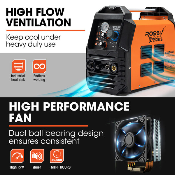 Rossi 45A Plasma Cutter Non Touch Pilot Arc For Easy Cuts Of Painted Or Rusty Metals Dc Inverter Cutting Machine Compressed Air Plasma Cutters