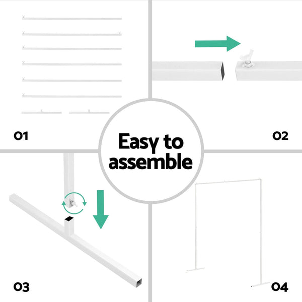 2M Backdrop Stand Wedding Background Decoration Party Flower Balloon Display White Venue Decorations