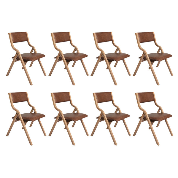 Levede 8X Foldable Pu Tan Dining Chairs