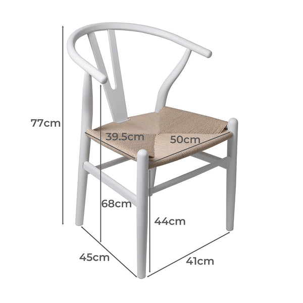 Levede Elegant Wooden Set Of 2 White Finish Comfortable Seating For Home Dining Chairs