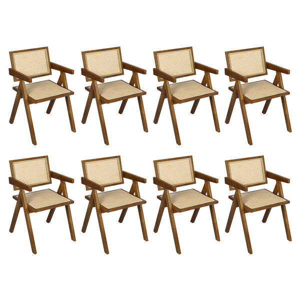 Levede 8X Walnut Wicker Armchair Dining Chair Dining Chairs