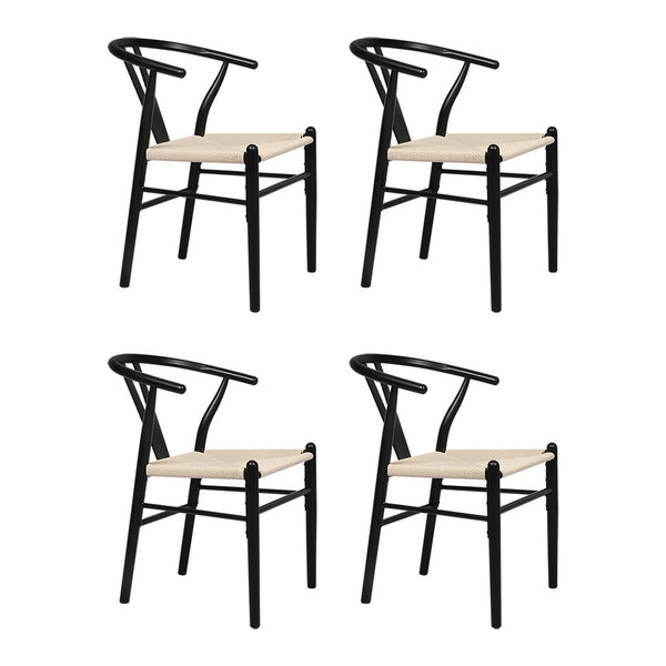 Levede 4X Wooden Hans Black Dining Chairs