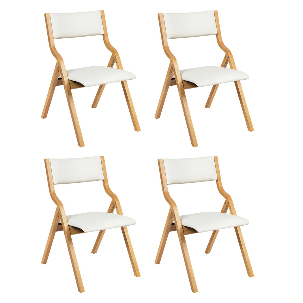 Levede 4X Foldable Pu Beige Dining Chairs