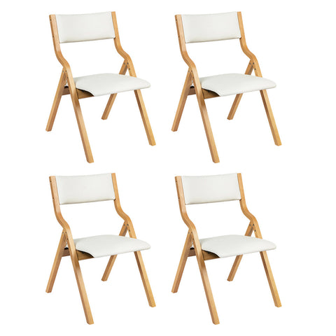 Levede 4X Foldable Pu Beige Dining Chairs