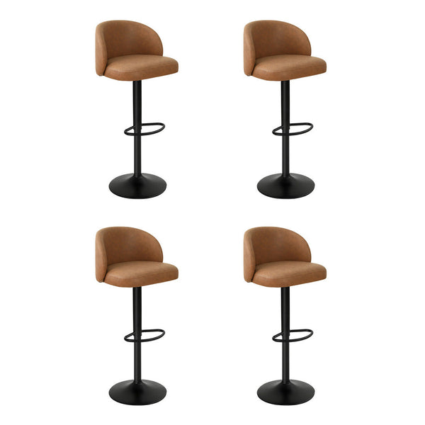 Levede 4X Bar Stool Swivel Gas Lift Pu Leather Brown Benches Bar Stools