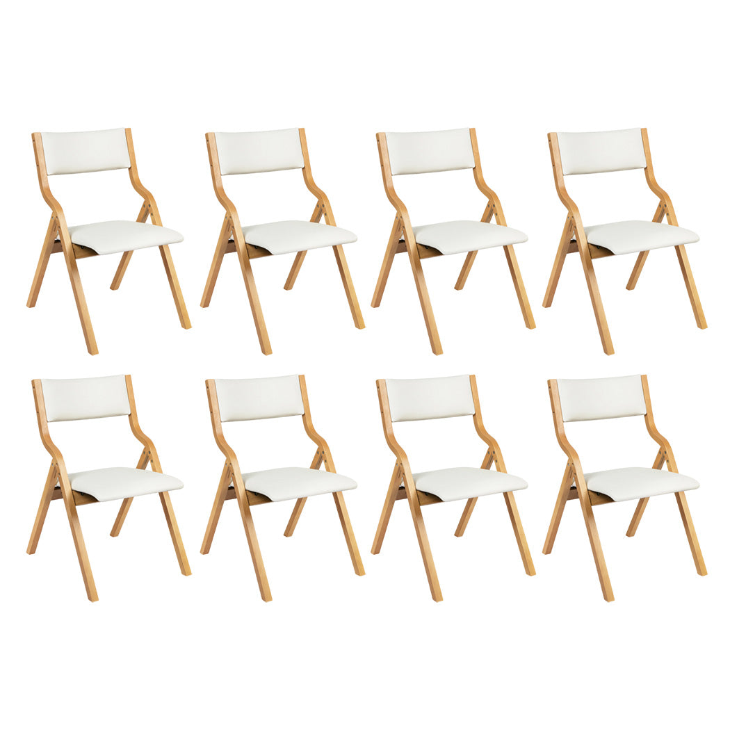 Levede 8X Foldable Pu Beige Dining Chairs