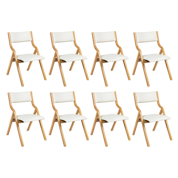 Levede 8X Foldable Pu Beige Dining Chairs