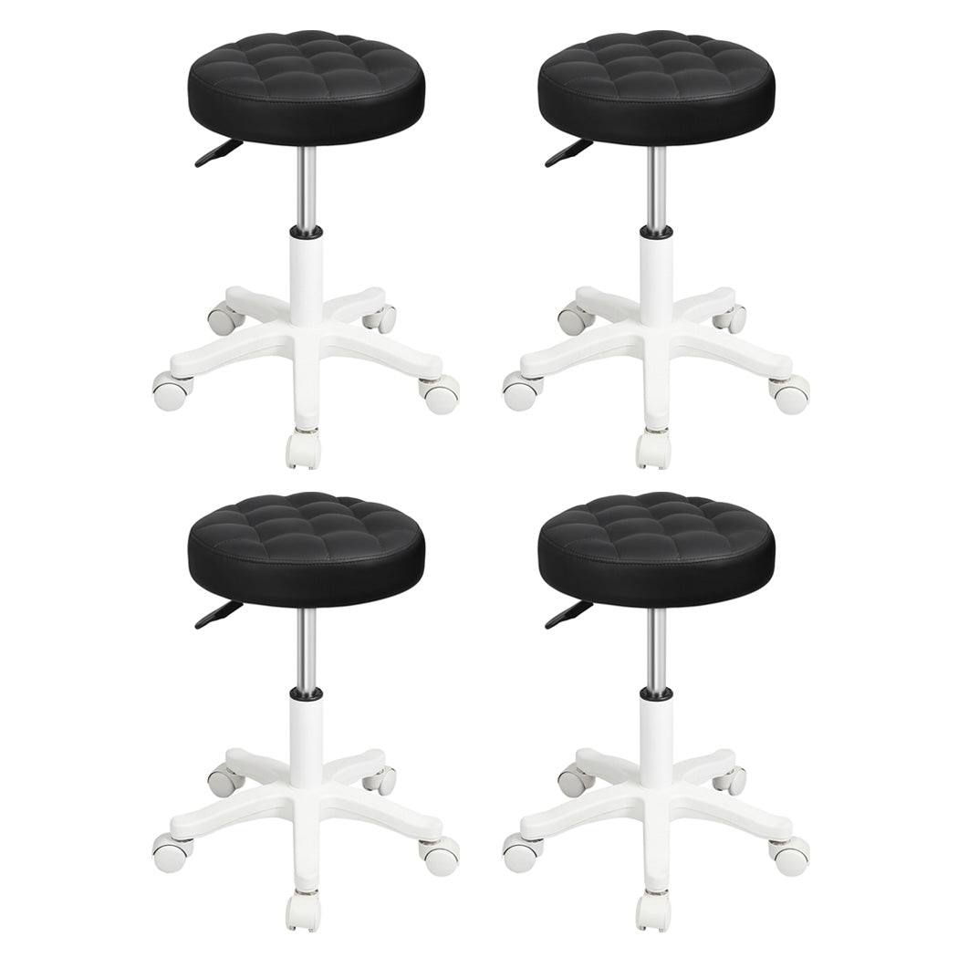 Levede 4X Rolling Bar Stool Swivel Salon Spa Chair Black Benches Bar Stools