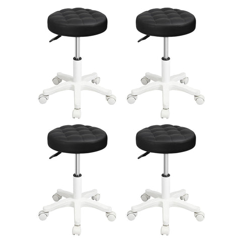 Levede 4X Rolling Bar Stool Swivel Salon Spa Chair Black Benches Bar Stools