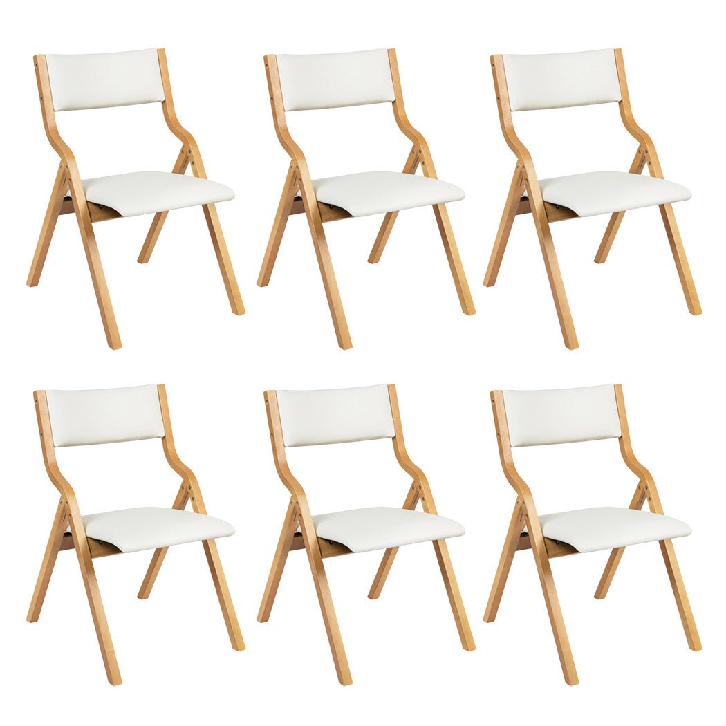 Levede 6X Foldable Pu Beige Dining Chairs