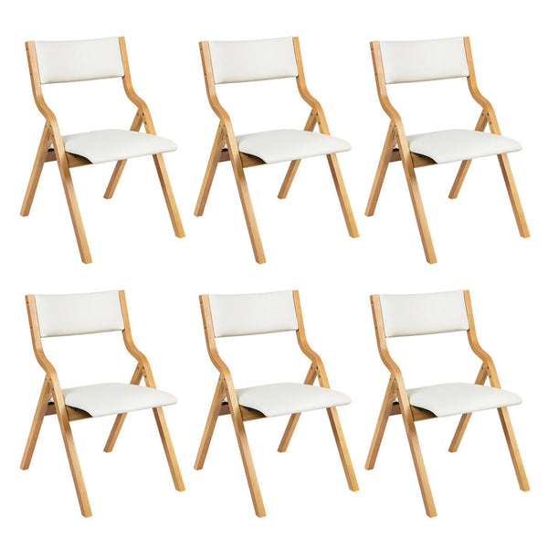Levede 6X Foldable Pu Beige Dining Chairs